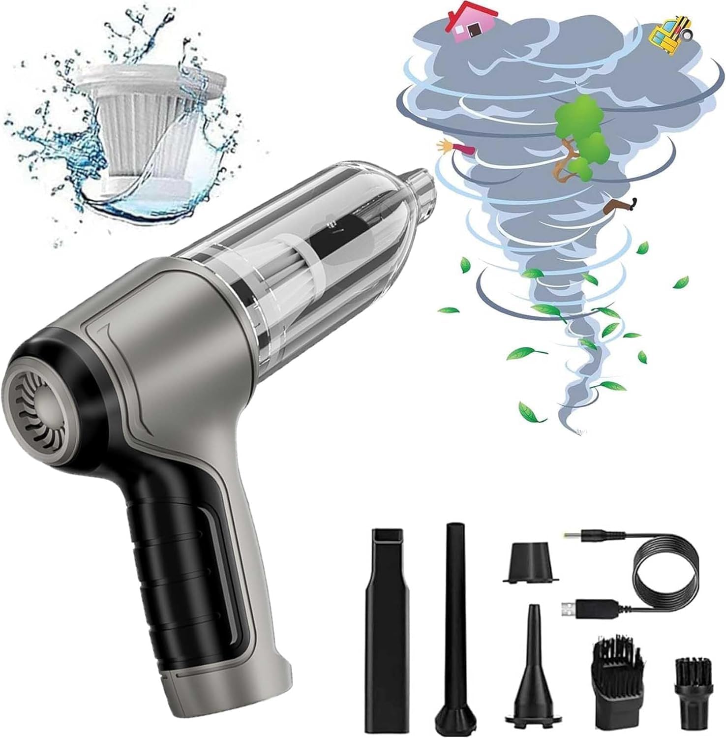 Airified Pro V2 - Portable Air Blower/Car Vacuum, Airified Pro Vac V2, Airified Pro Car Vacuum, Wireless Handheld Car Mini Vacuum Cleaner (Grey)